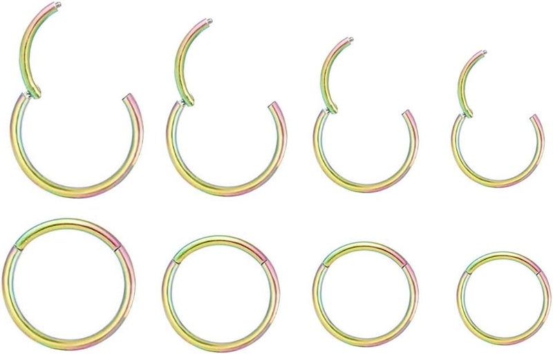 HQLA 4Pairs/Pcs 18G Surgical Steel Hinged Clicker Segment Nose Rings Hoop Helix Cartilage Daith Tragus Sleeper Earrings Body Piercing for Women Men 6mm 8mm 10mm 12mm - Image 1